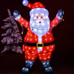 EMINZA Oggetti Decorativi E Illuminati-Babbo Natale luminoso con ghirlanda 180 LED