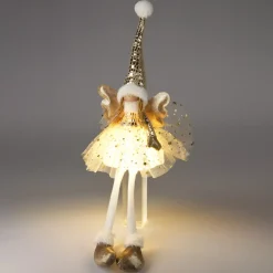KOOPMAN Oggetti Decorativi E Illuminati-Bambola luminosa seduta a pile (H60 cm) Lina Glitter