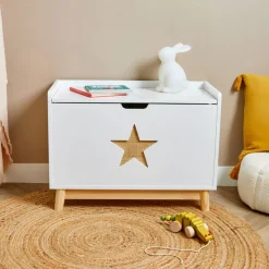 EMINZA Mobili Bambini-Baule portagiochi bambino legno (H51 cm) Stars