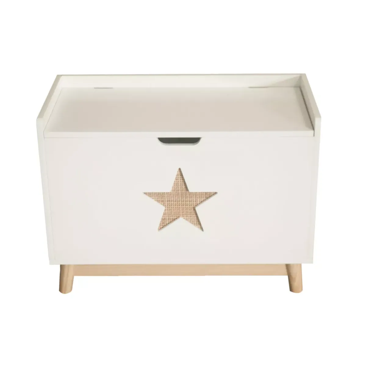 EMINZA Mobili Bambini-Baule portagiochi bambino legno (H51 cm) Stars