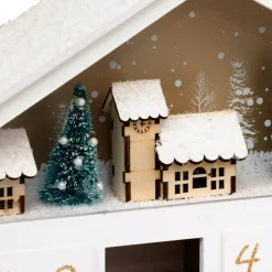 JJA Decorazioni E Oggetti Natalizi-Calendario dell'Avvento da riempire in legno (H33 cm) Casa della Foresta