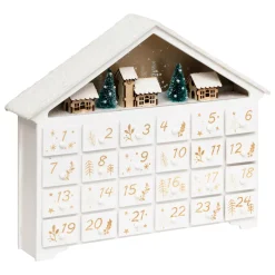 JJA Decorazioni E Oggetti Natalizi-Calendario dell'Avvento da riempire in legno (H33 cm) Casa della Foresta