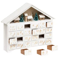 JJA Decorazioni E Oggetti Natalizi-Calendario dell'Avvento da riempire in legno (H33 cm) Casa della Foresta