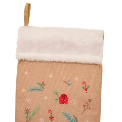 JJA Calza E Berretto E Vestito Di Natale-Calza di Natale in juta (H45 cm) Folletto e Babbo Natale