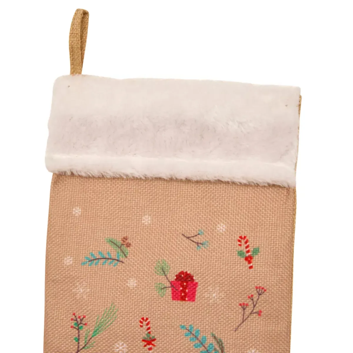 JJA Calza E Berretto E Vestito Di Natale-Calza di Natale in juta (H45 cm) Folletto e Babbo Natale