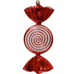 KAEMINGK Addobbi Natalizi-Caramella appesa infrangibile (H18 cm) Elica Rossa glitterato