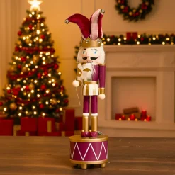 KAEMINGK Babbo Natale Animali E Personaggi-Carillon (H30 cm) Schiaccianoci Arlecchino Vino