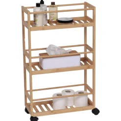 TENDANCE Contenitori Bagno|Mobili Bagno-Carrello a rotelle 3 livelli bambù (H75 cm) Armonia