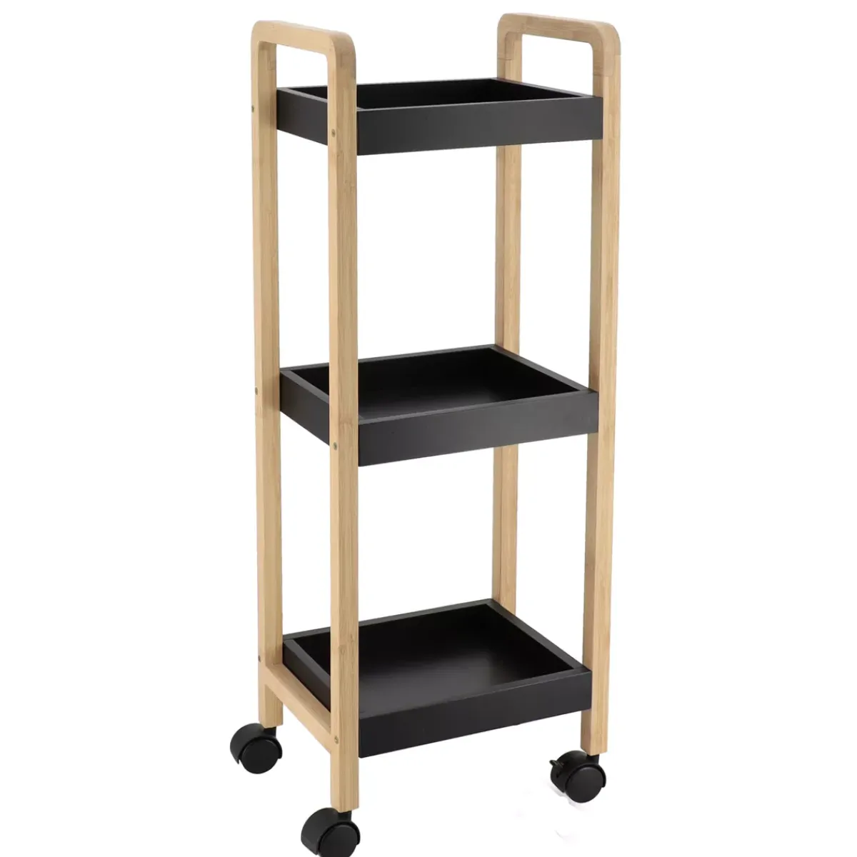 TENDANCE Contenitori Bagno|Mobili Bagno-Carrello a rotelle 3 livelli (H79 cm) Bambù