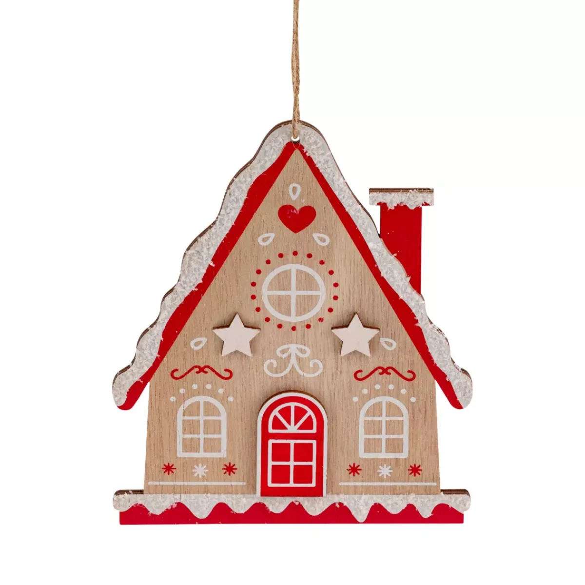 JJA Addobbi Natalizi-Casa da appendere in legno (H15 cm) Biscottino