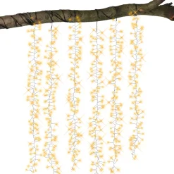 KAEMINGK Ghirlande Di Luci-Cascata luminosa 1 m 600 Micro LED cavo nero 6 Discese Bianco caldo dorato