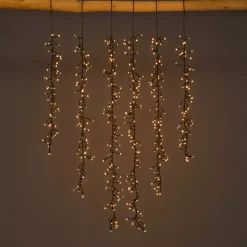 KAEMINGK Ghirlande Di Luci-Cascata luminosa 1 m 600 Micro LED cavo nero 6 discese Bianco caldo