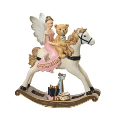 KAEMINGK Decorazioni E Oggetti Natalizi-Cavallo a Dondolo (H20 cm) Fata e Orsetto di Natale