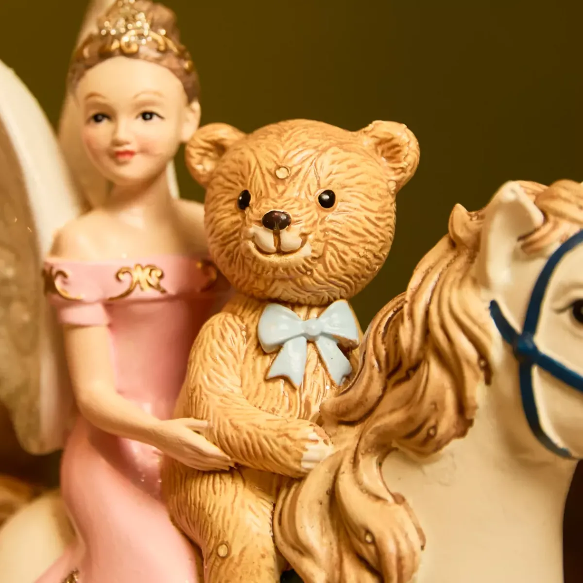 KAEMINGK Decorazioni E Oggetti Natalizi-Cavallo a Dondolo (H20 cm) Fata e Orsetto di Natale
