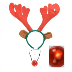 KOOPMAN Calza E Berretto E Vestito Di Natale-Cerchietto e naso di Renna luminosi rosso