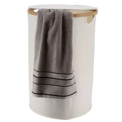 TENDANCE Accessori Bagno-Cesto portabiancheria pieghevole rotondo (H60 cm) Purebamboo Panna