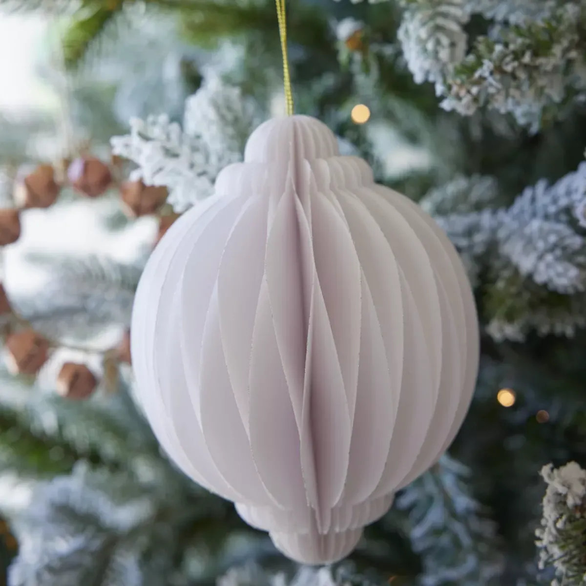 KAEMINGK Addobbi Natalizi|Decorazioni E Oggetti Natalizi-Cipolla di carta da appendere (H15 cm) Chiusura Magnetica Bianca