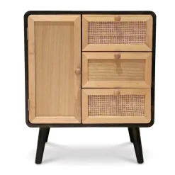 EMINZA Credenze E Cassettiere-Comò a cassetti in legno e canna (50 x 60 cm) Osaka