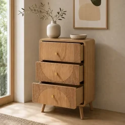 EMINZA Credenze E Cassettiere-Comò cassettiera 3 cassetti in legno (H70 cm) Mila