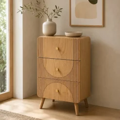 EMINZA Credenze E Cassettiere-Comò cassettiera 3 cassetti in legno (H70 cm) Mila