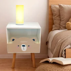 EMINZA Mobili Bambini-Comodino bambini legno (Alt 45 cm) Orsetto