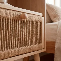 EMINZA Tavolini-Comodino legno e corda di canapa (Alt 55 cm) Manille vano a giorno
