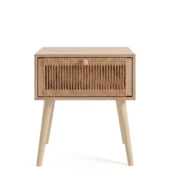 EMINZA Tavolini-Comodino legno e corde di canapa (Alt 58 cm) Manille cassetto