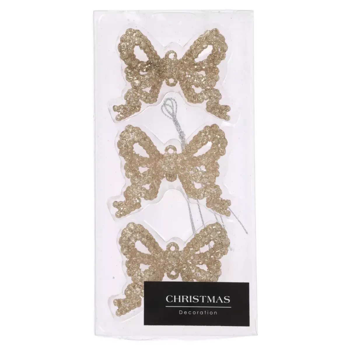 KOOPMAN Addobbi Natalizi-Confezione di 3 Farfalle Champagne