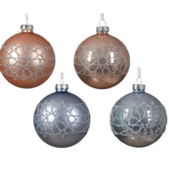 KAEMINGK Palline Di Natale-Confezione di 12 palline di Natale (D80 mm) in vetro Lazy Rose e