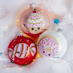 KAEMINGK Palline Di Natale-Confezione di 6 palline di Natale (D80 mm) in vetro Gourmandises