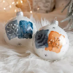 KAEMINGK Palline Di Natale-Confezione di 6 palline di Natale (D80 mm) in vetro Herbier