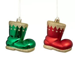 Feeric Lights & Christmas Addobbi Natalizi-Confezione di 4 stivali Giochi di neve Rosso e