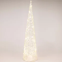 KOOPMAN Oggetti Decorativi E Illuminati-Cono luminoso con pile 40 micro LED (H80 cm) Scintille