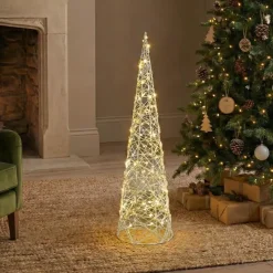KOOPMAN Oggetti Decorativi E Illuminati-Cono luminoso con pile 40 micro LED (H80 cm) Scintille