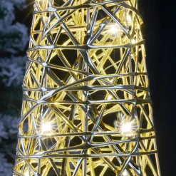 KOOPMAN Oggetti Decorativi E Illuminati-Cono luminoso con pile 30 micro LED (H60 cm) Éclats Bianco caldo