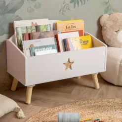 EMINZA Mobili Bambini-Contenitore porta giocattoli bambino legno (H44 cm) Stars