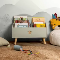 EMINZA Mobili Bambini-Contenitore porta giocattoli bambino legno (H44 cm) Stars