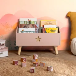 EMINZA Mobili Bambini-Contenitore porta giocattoli bambino legno (H44 cm) Stars