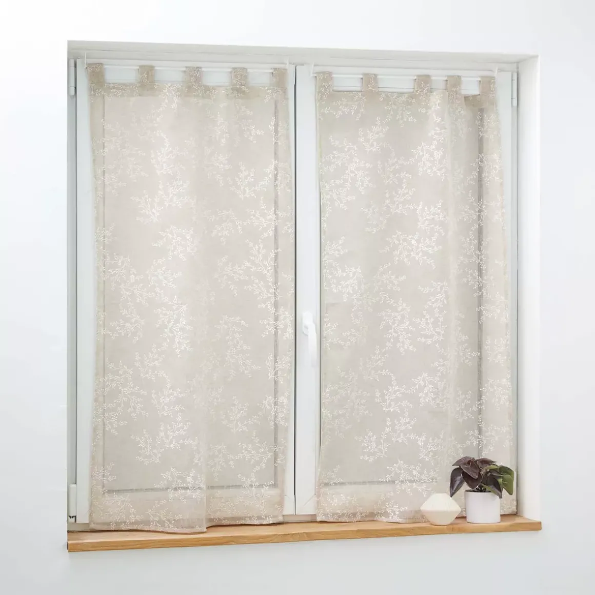 Coppia di tendine trasparenti con passanti (60 x 120 cm) Karla Tortora