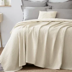Copriletto cotone nido d'ape (180 x 220 cm) Maya Beige pampa