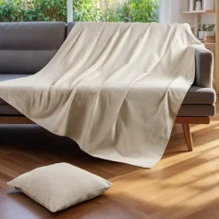 Copriletto cotone (180 x 220 cm) Léa Beige pampa