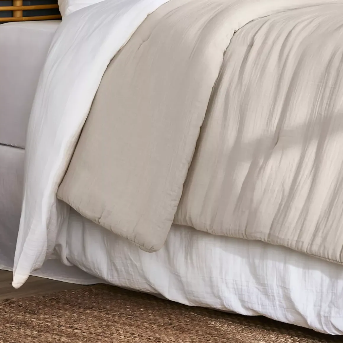 Copriletto in garza di cotone (260 x 240 cm) Gaïa Beige pampa