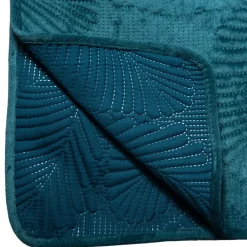 Copriletto (260 x 240 cm) Foglie Blu ottanio