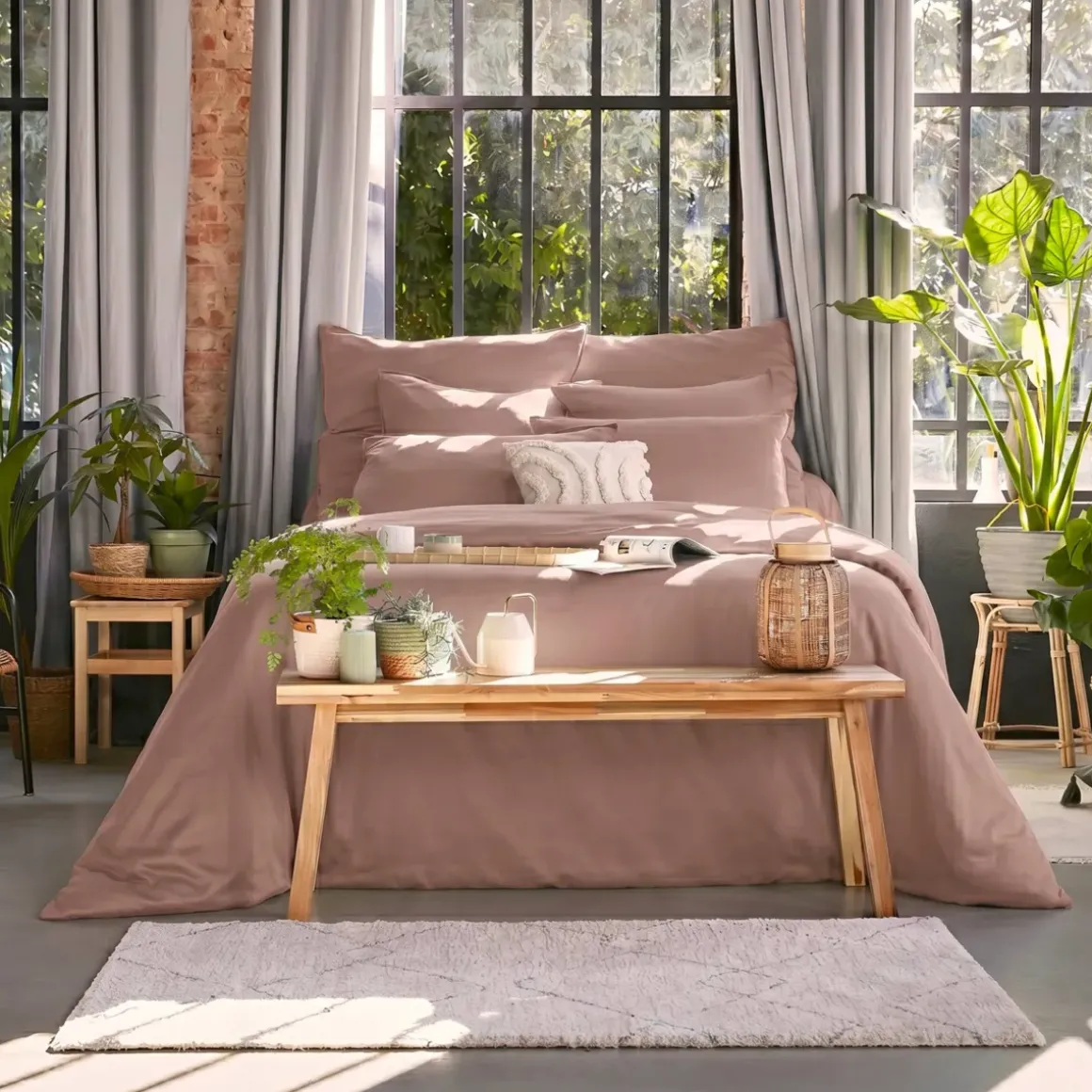 Coprimaterasso in lyocell Tencel™ lavato (260 x 240 cm) Olivia Rosa blush