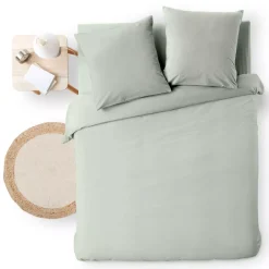 Copripiumino e due federe in cotone (240 x 220 cm) Meline Verde salvia