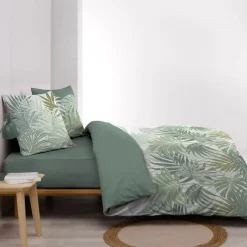 Copripiumino e due federe in cotone (240 x 220 cm) Nymea Verde