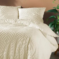 Copripiumino e due federe microfibra tuftata (260 x 240 cm) Heltie Avorio