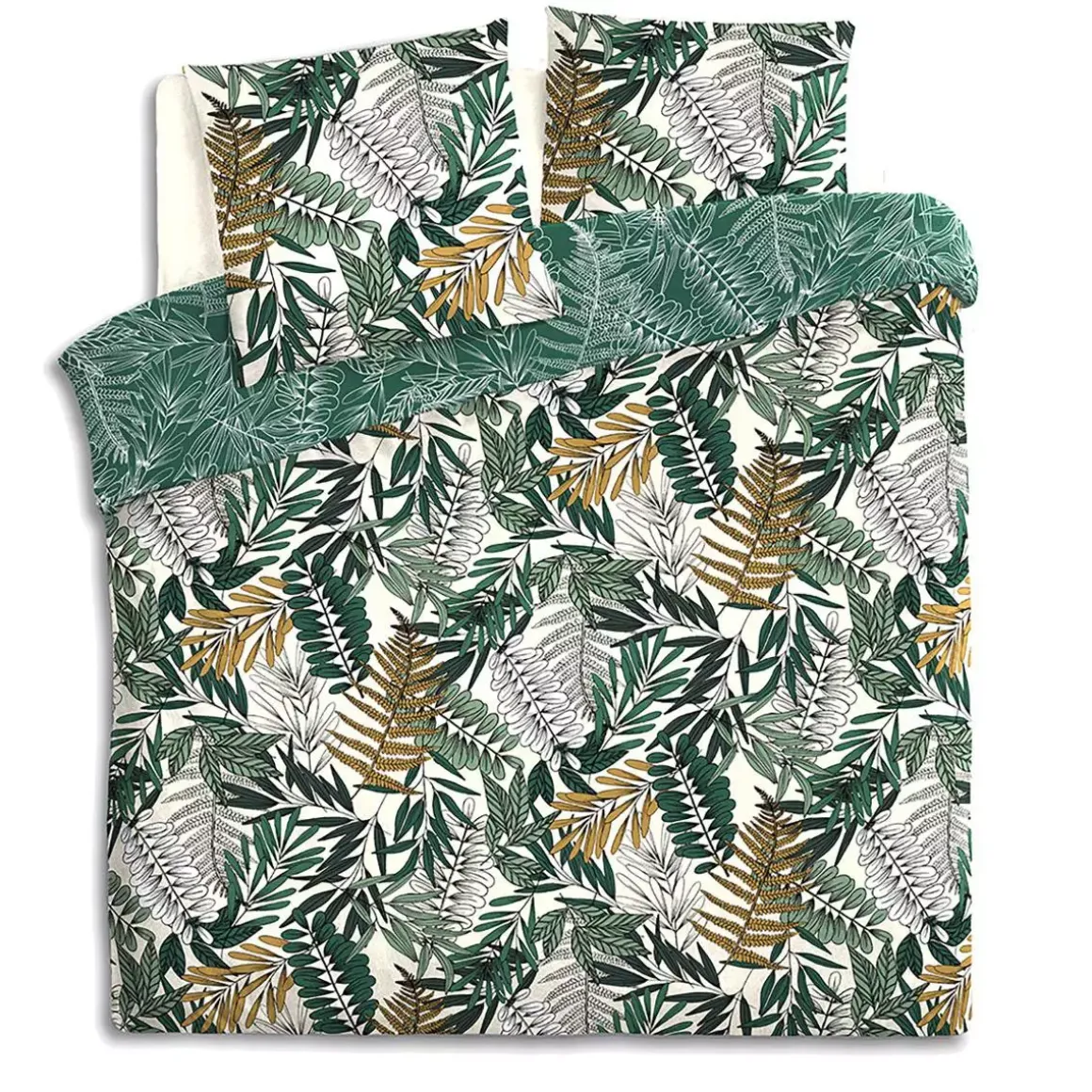 Copripiumino e due federe quadrate cotone (260 cm) Tropik Verde