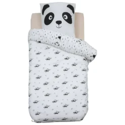 Copripiumino e federa per bambini in cotone (140 x 200 cm) Panda Nero