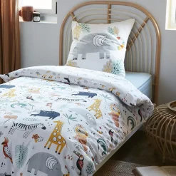Copripiumino e federa per bambini in cotone (140 x 200 cm) Savana Multicolore